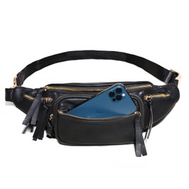 miss fong Leather Fanny Packs for Women, Small Crossbody Bags for Mom,Mini Diaper Belt Bag for Women, Waist Bag with 9 Pockets