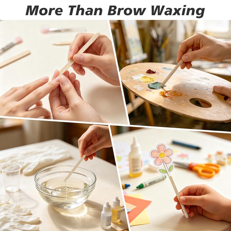 Wooden Eyebrow Wax Sticks, 200 Pcs Small Brow Waxing Sticks