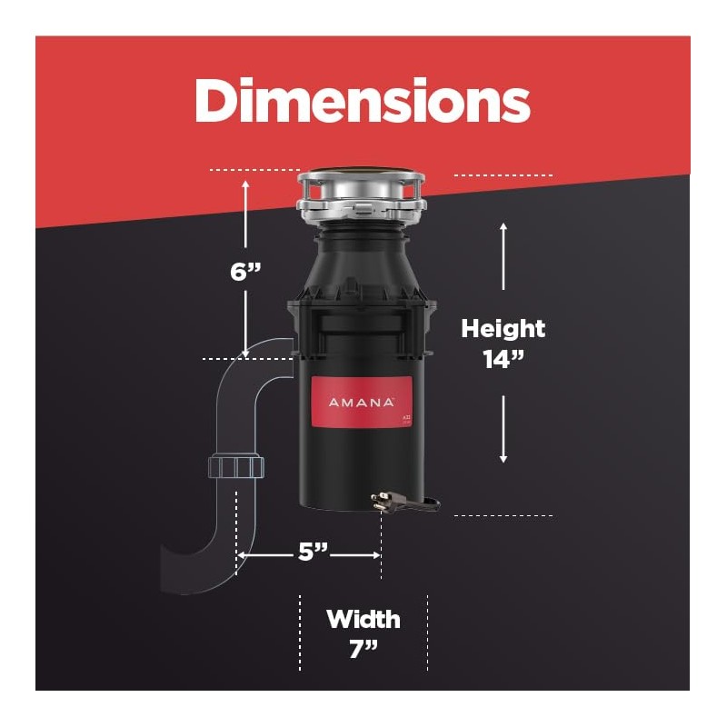 Amana A33 W/C Garbage Disposal with Power Cord, 1/3 HP,