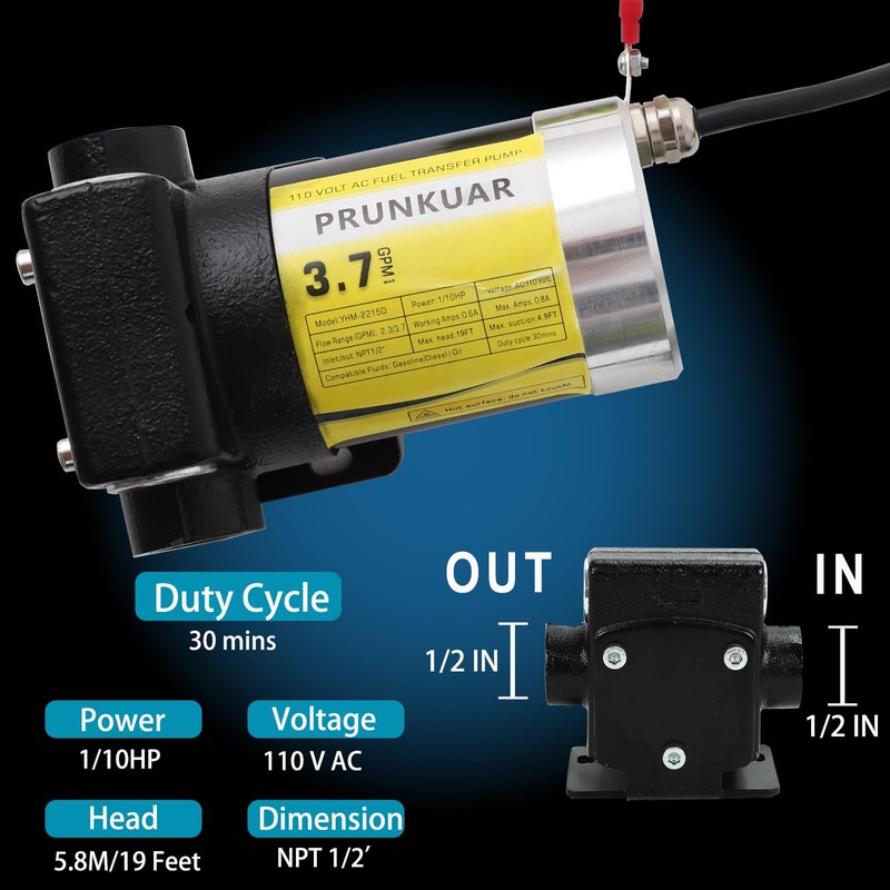 110V Automatic Gasoline Fuel Transfer Pump with Forward and Reverse