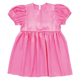 Artec 18338 Soft Satin Puff Sleeve Dress, Pink, Cosplay, Recitals, Play Parties, Handmade Costume, Easy for Children