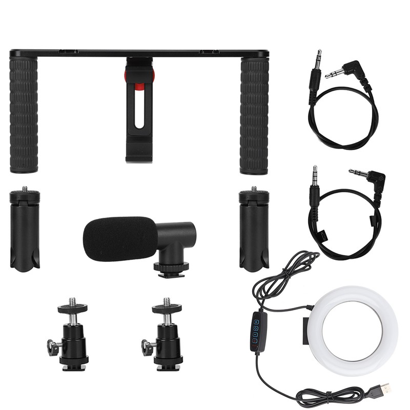 PULUZ Rabbit Cage Tripod Metal Mount with Ring Light Mic