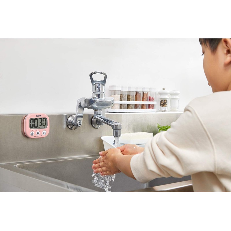 Tanita Dekamie Timer TD426PK Kitchen Timer, Washable, Pink, 3.3 x