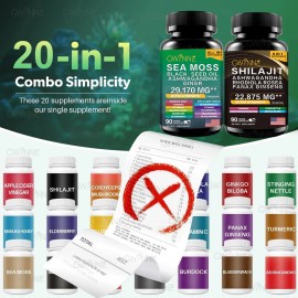 Gwynne All In 1 Shilajit Y Sea Moss Bundle 90 Cpsulas-contiene 29170 Mg De Musgo Marino, Aceite De Semilla Negra, Etc Y Contiene 22875 Mg De Shilajit 