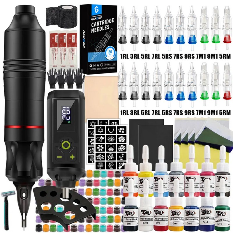 Wireless Rotary Tattoo Pen Kit for Body Art Practice –
