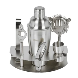 Homiu Cocktail Set Deluxe 8 Piece with Table Stand, Premium Bartender Kit with Recipe Book Stainless Steel Bar Gift