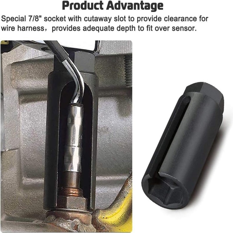 O2 Sensor Socket with Side Wire Cutout 3/8” Drive x