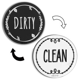 Circle Black & White Silicone Dishwasher Magnet - Double Sided Dirty Clean Indicator, Strong Non-Scratching Magnet, Kitchen Safe, Waterproof, Decorative Design