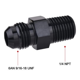 EVIL ENERGY EVIL ENERGY 6AN Male Flare to 1/4" NPT Pipe Fitting Adapter Aluminum Straight Black 2PCS