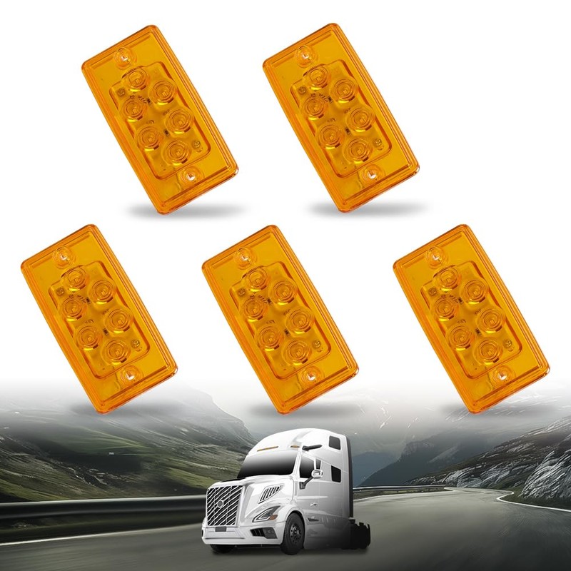 LQI 5pcs Rectangle Cab Light 6 LED Amber Top Roof