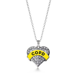 Inspired Silver - COPD Awareness - Silver Necklace for Women - Pave Heart Pendant Chain Necklace Jewelry Gift with Cubic Zirconia - Women's Necklace Charm with Lobster Claw Clasp