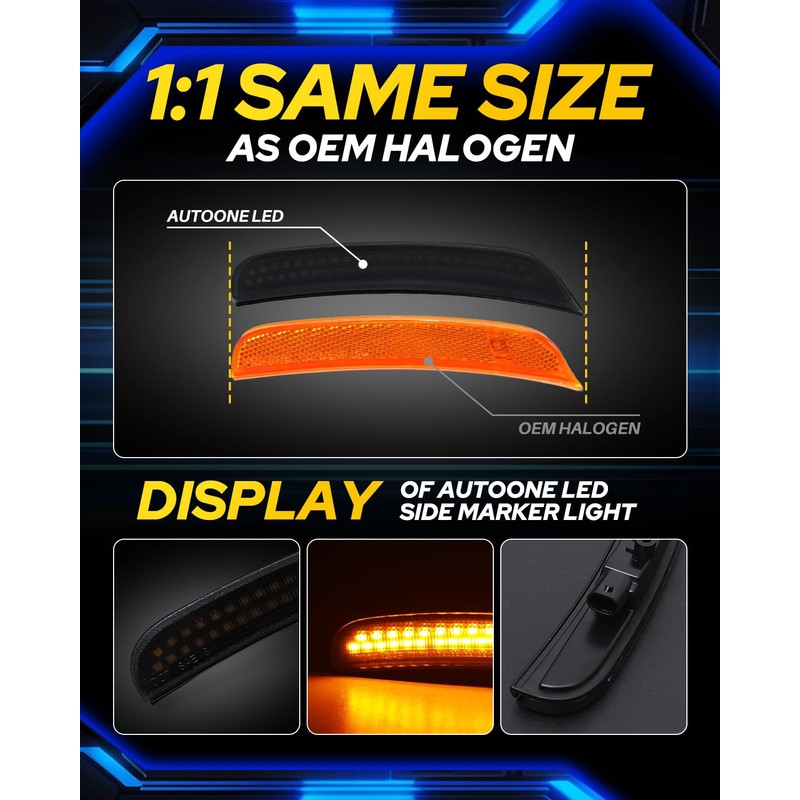 AUTOONE LED Side Marker Lights Red & Yellow Compatible with