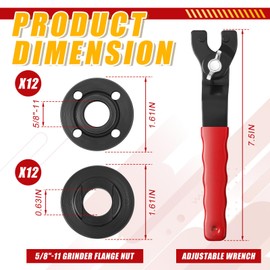 Hicarer 25 Pcs Angle Grinder Nut Angle Grinder Wrench Kit 5/8"-11 Flange Metal Lock Nut Wrench Compatible with Dewalt/Makita/Bosch/Hitachi/Metabo (Red)
