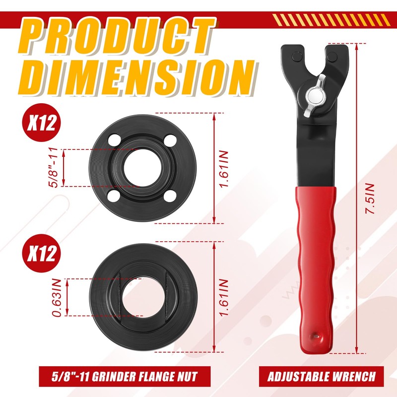 Hicarer 25 Pcs Angle Grinder Nut Angle Grinder Wrench Kit