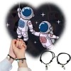 Set 2 Pulseras Para Parejas Imán Astronauta Brilla Oscuridad Color