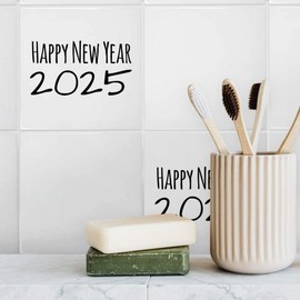 'Happy New Year 2025' 108mm Square Ceramic Tile (TD00031214)