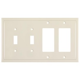 Henne Bery Modern Edge Decorative Wall Plate Switch Plate Outlet Cover, Durable Solid Zinc Alloy (Double Toggle/Double Decorator, Light Almond)