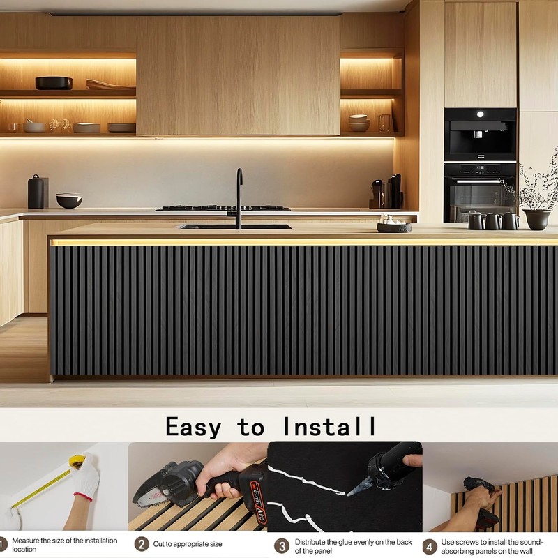 94.5 x 23.6 in Acoustic Wood Wall Panels,3D Flexible Soundproof
