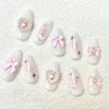 Baby Pink Ribbon Nail Tips - Please write in your