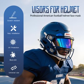 ROMRLD Neon Blue & Clear Football Visor Combo - UV400 Dual Lens Kit, Shatterproof Polycarbonate, Team Identity Pro Pack for Day & Night Play (NFHS Approved)