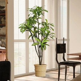 Aurlan 6.56ft Tall Dracaena Draco Artificial Tree, Handmade Dracaena Draco Tree, Fake Dracaena Draco with Faux Silk Leaves, Artificial Plants for Home Office Indoor Outdoor Party Wedding Decor