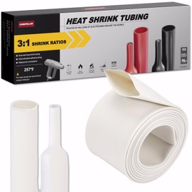 CUBEFELLER® 3:1 Ratio 1-1/4 Inch (30mm) White Heat Shrink Tubing - 4ft (1.22M Total Length), Marine Grade Waterproof Adhesive Lined, Insulation Sealing Oil-Proof Wear-Resistant,ET0430W
