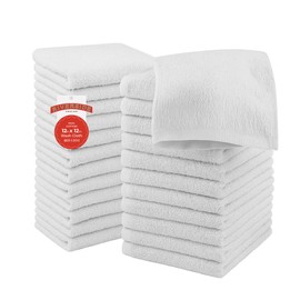 RIVERSIDE RIVERSIDE 24 Pack Washcloths Set - 100% Cotton [12x12 Inches] - Soft, Quick-Dry & Highly Absorbent Face Towels - Perfect for Bathroom, Gym, Hotel, Spa & Travel - White