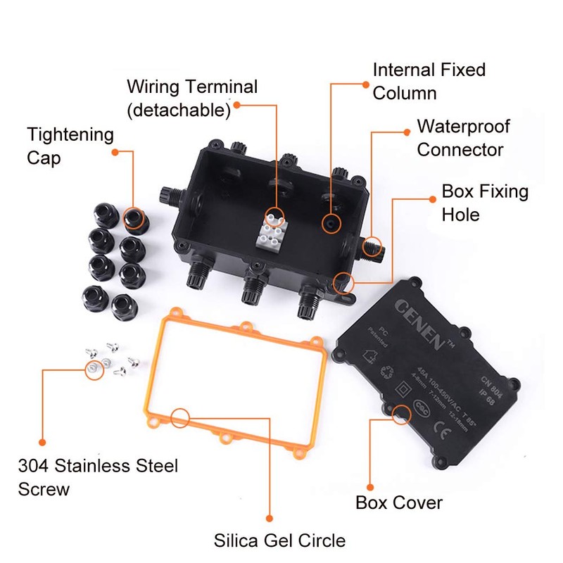 Vogueing Tool IP68 Electrical Cable Connector Waterproof Junction Box, Outdoor