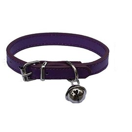 Purple Leather Pet Collars for Cats,Baby Puppy Dog,Adjustable 8"-10.5" Kitten Collar with Bell