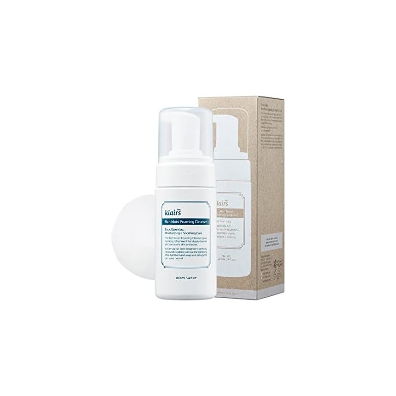 Klairs Rich Moist Foaming Cleansing 100ml, Korean Cosmetics, Korean Beauty,