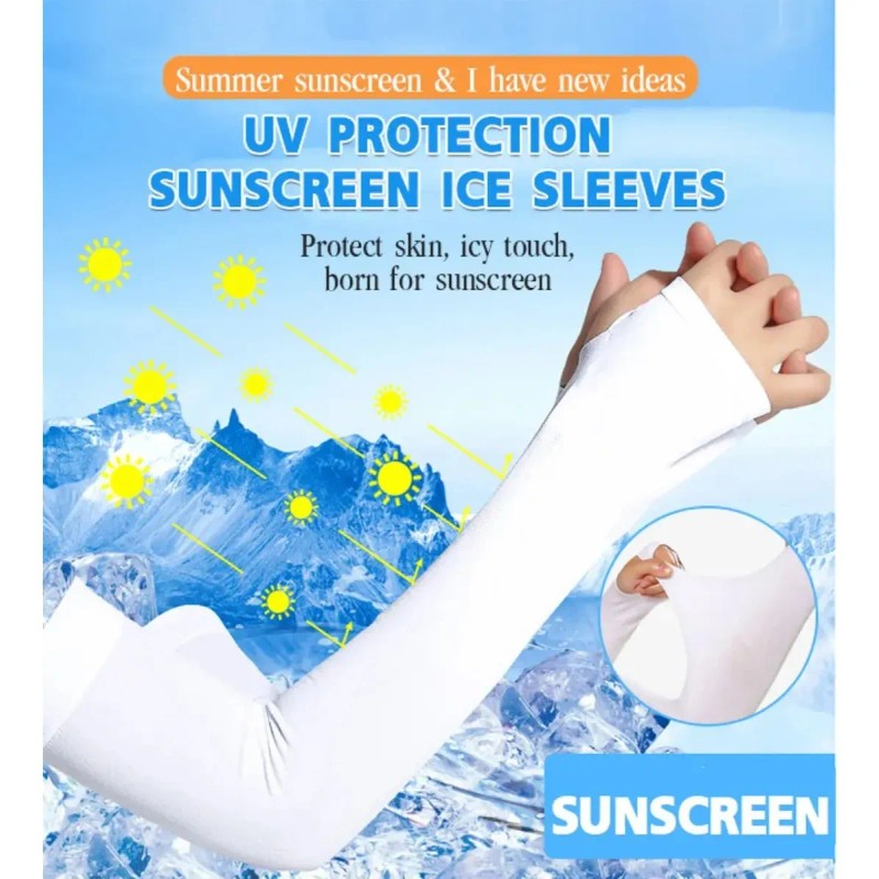 Mangas Protectoras Para Brazos Protección Solar Uv,4 Pares Color Blanco