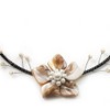 Avalaya Antique White Shell Flower On Flex Wire Choker Necklace