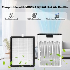 VIEWALL 2 Pack KJ190L Replacement Filters Compatible with MOOKA KJ190L Air Cleaner Purifiers, 3-in-1 H13 True HEPA, High-Efficiency Activated Carbon Filters