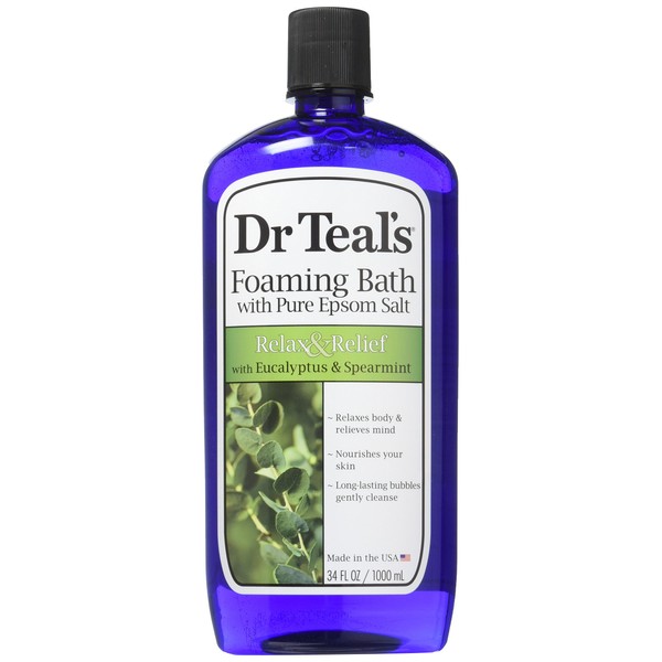 Dr Teal's Foaming Bath (Epsom Salt), Eucalyptus Spearmint, 34 Fluid Ounce (Packaging May Vary)