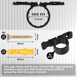 50 Pack 1/2 Inch Pipe Supports Suspension Pex Pipe Clamp Tubing Supports with Screws for Pex, Copper, CPVC Pipe