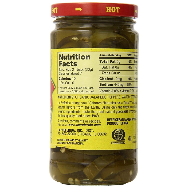 La Preferida Organic Jalapeno Nacho Slices, Hot, 11.5 Ounce (Pack
