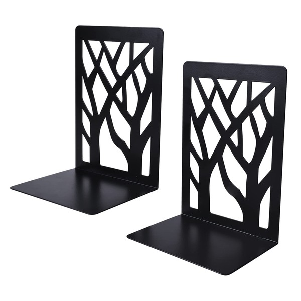 Pinsheng 1 Pair Bookends Metal Bookend Black Book Holder for
