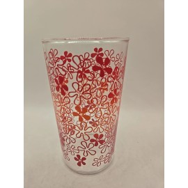 lancaster Indiana Glass Vintage Red & Orange Flower Juice Glasses Tumblers Groovy Glass Mid Century NOS