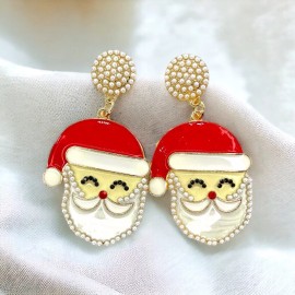 Rhythms of Grace Creative Sparkle & Cheer: Adorable Rhinestone Santa Earrings for a Festive Touch! NWT