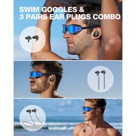 ZIONOR G1 Lite Polarized Swimming Goggles with 3 Pairs Earplugs, Anti-Fog UV Protection Swim Goggle for Adult Men Women Youth