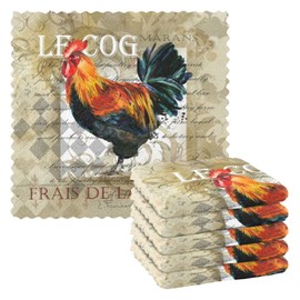 CaTaKu Farm Rooster Vintage Kitchen Dish Cloths, 6 Pack Reusable Dish Rags for Washing Dishes, Microfiber Cleaning Cloths Dish Towels Washcloths for Kitchen Drying