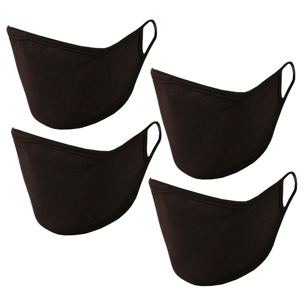 [Touchstone] フェイスニット試金石柔らかい綿は-Comfortable洗える二重層をマスクします。 4黒のパック