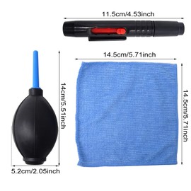 Honbay 3-in-1 Camera Cleaning Kit: Air Blower, Cloth, Pen - Black Silicone for Optics