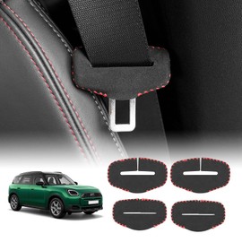 KUNGKIC For 2024 2025 Mustang Car Safety Belt Buckle Covers Seat Belt Clips Cover Anti-Scratch Seat Belt Buckle Protector Car Interior Accessories (italian-alcantara)