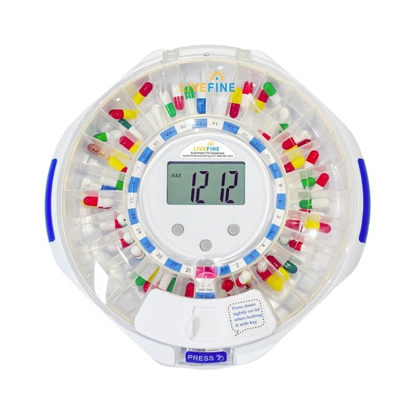 LiveFine Automatic Pill Dispenser with 28-Day Electronic Medication Organizer, 9
