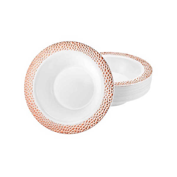 5oz Rose Gold Round Plastic Bowl Pebble Design - Elegant
