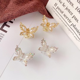 Hair Clips Butterfly Hair Clips Small 2 Pieces Mini Hair Claws for Party Wedding Daily Gold Hair Accessories for Women Ladies Girls Flower Girl Bridesmaids