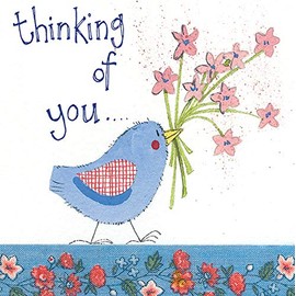 Alex Clark Bird Thinking Of You Card - Bird - Floral - Sympathy - Get Well Soon - Designed and Printed in the UK…