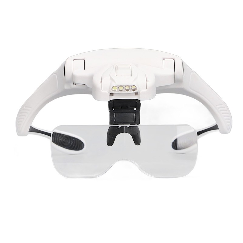 Headband Magnifier 4 LED Bright Lights 5 Detachable Optical Lenses