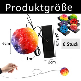 Pack of 6 Ball with Cord Jump Ball Jumping Ball with Cord, Bouncing Ball Wrist Bouncing Ball Movement, Interactive Toy for Stress Relief for Kids Outdoor Wrist Ball with Cord (Colourful)